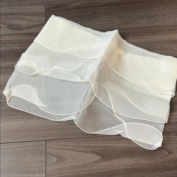 Ivory Chiffon Ruffle Bandeau with Rhinestone Accent - Picture 2 of 6